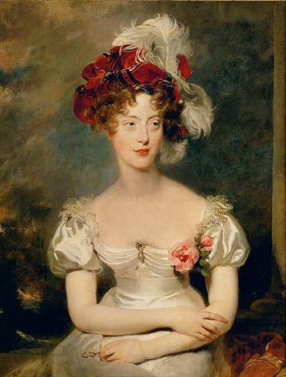 Sir Thomas Lawrence Portrait of Princess Caroline Ferdinande of Bourbon-Two Sicilies, Duchess of Berry. Norge oil painting art